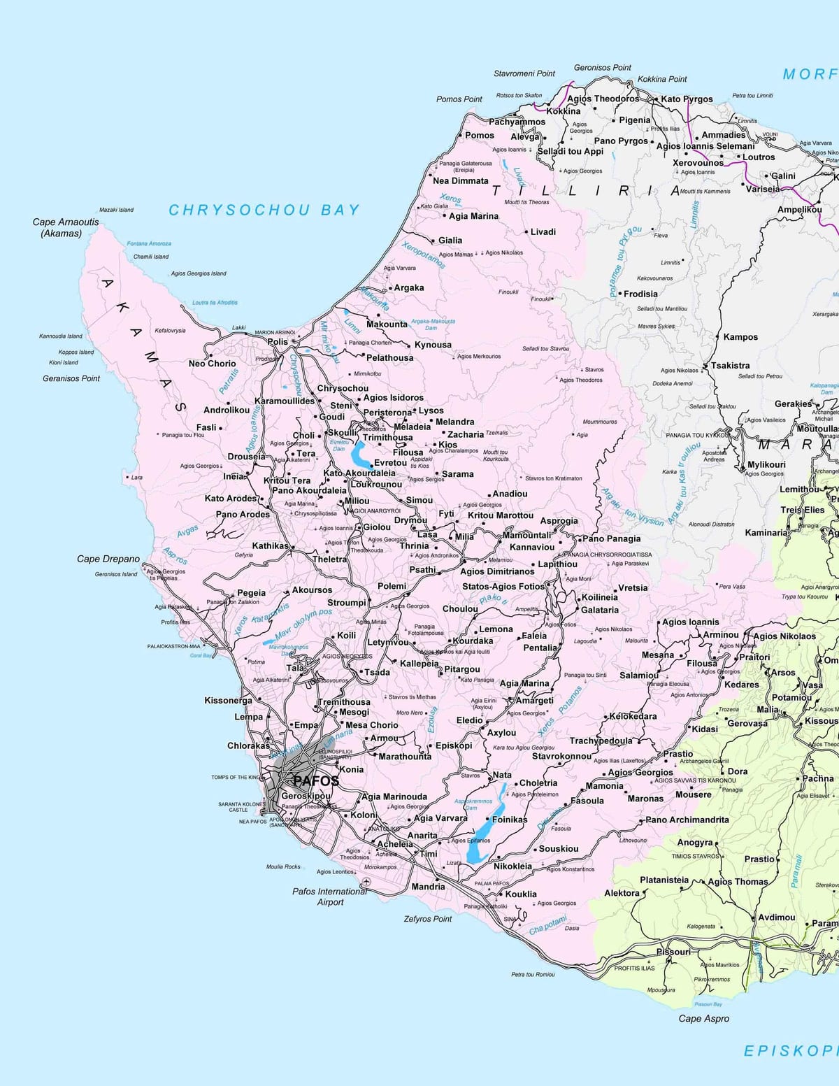શેરી નકશો paphos સાયપ્રસ