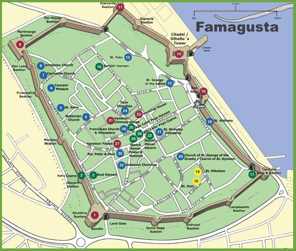 નકશો famagusta ઉત્તર સાયપ્રસ