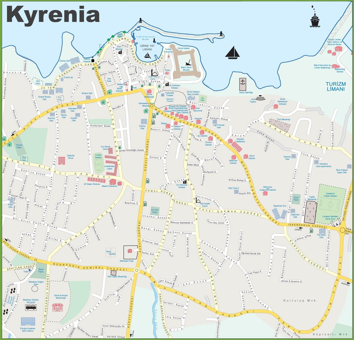 નકશો ઉત્તર સાયપ્રસ kyrenia
