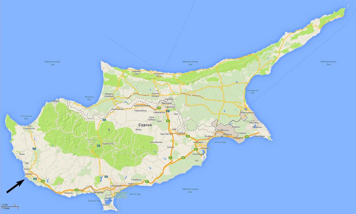 નકશો સાયપ્રસ paphos